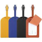 DOPENSPI 4 Pcs Faux Leather Luggage Tags with Privacy Protection Cover, Luggage id Tags Labels Identifiers Travel Tag with Adjustable Stainless Steel Buckle for Suitcases Bags Travel Accessories