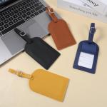 DOPENSPI 4 Pcs Faux Leather Luggage Tags with Privacy Protection Cover, Luggage id Tags Labels Identifiers Travel Tag with Adjustable Stainless Steel Buckle for Suitcases Bags Travel Accessories
