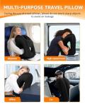 Sunany Travel Pillow, Inflatable Neck Pillow Used for Airplanes/Cars/Buses/Trains/Office Napping with Eye Mask/Earplugs (Balck)