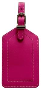 Bright Pink Genuine Top Grain Leather Luggage Tag