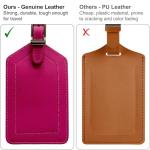 Bright Pink Genuine Top Grain Leather Luggage Tag
