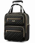 LUGGEX Underseat Carry On Luggage with Wheels, Stylish Lightweight Under Seat Luggage, Soft Sided Personal Item Suitcase for Short Trip (Black, 16 Inch)