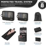 Idcymoul Ultralight Compression Packing Cubes for Travel - 8 Set Packing Cubes Compression Suitcase Luggage Organizer, Travel Essential Set with Toiletry Bag Laundry Bag (Black)
