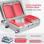 Cambond Compression Packing Cubes Travel - 6 Set Packing Cubes for Carry on Suitcases, Expandable Travel Bags Luggage Suitcase Organizers Compression Cubes with Shoe Bag Makeup Bag, Watermelon Pink