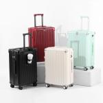 Zippered ABS+PC Suitcase Multi-Functional Large-Capacity Luggage Travel Case With Cup Holder Hook Rotating Wheel 20", 24", 28"