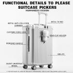 Zippered ABS+PC Suitcase Multi-Functional Large-Capacity Luggage Travel Case With Cup Holder Hook Rotating Wheel 20", 24", 28"