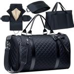 GARPROVM Garment Duffle Bags for Travel Women, 3 in 1 Convertible Garment Bags 2 Bags Design with Separated Tote Bag, Waterproof Suit Bag Travel Carry On Luggage Weekender Bag for Business Trip, Black