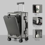 New Front Opening Suitcase Cabin Trolley Case 20/24/26/28 inch Aluminum Frame Large Capacity Luggage usb Charging TSA Lock
