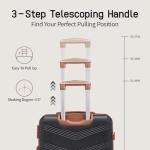 CONCEPTEN Expandable Luggage Sets 5 Piece, Hard Case Suitcase Set with Spinner Wheels,22x14x9 Airline Approved Carry on,Lightweight Durable Suitcase with TSA Lock (Black)