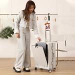 New Front Opening Suitcase Cabin Trolley Case 20/24/26/28 inch Aluminum Frame Large Capacity Luggage usb Charging TSA Lock