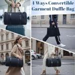 GARPROVM Garment Duffle Bags for Travel Women, 3 in 1 Convertible Garment Bags 2 Bags Design with Separated Tote Bag, Waterproof Suit Bag Travel Carry On Luggage Weekender Bag for Business Trip, Black