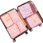 Fxkoolr Travel Packing Cubes Lightweight, 6 Set Luggage Organizers for Suitcase,Travel Accessories Bags for Clothes Shoes Cosmetics Electronics Toiletries.(Pink Cherry)