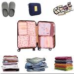 Fxkoolr Travel Packing Cubes Lightweight, 6 Set Luggage Organizers for Suitcase,Travel Accessories Bags for Clothes Shoes Cosmetics Electronics Toiletries.(Pink Cherry)