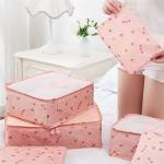 Fxkoolr Travel Packing Cubes Lightweight, 6 Set Luggage Organizers for Suitcase,Travel Accessories Bags for Clothes Shoes Cosmetics Electronics Toiletries.(Pink Cherry)