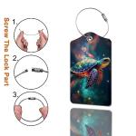 2 Pack Luggage Tag for Suitcase, Cute Unique Leather Bag Tags Identifiers Privacy Cover ID Label with Durable Steel Loop for Women Men Kids Girls Travel，TurtleE