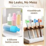 All-in-One 22 Pcs Packing Cubes for Travel Essentials –Includes Cubes,toothbrush covers，Silicone Bottle Cover,zipper bags, Matte Cosmetic Bag, Drawstring bag for Carry-On & Suitcase