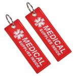 MEDMAX Medical Supplies Inside Luggage Tag 2 Pack, Double Sided Emergency Medical Alert Keychain Tags for CPAP Respiratory Equipment, Diabetes, Allergy Bag