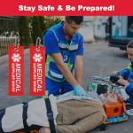 MEDMAX Medical Supplies Inside Luggage Tag 2 Pack, Double Sided Emergency Medical Alert Keychain Tags for CPAP Respiratory Equipment, Diabetes, Allergy Bag