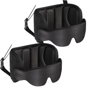 SARISUN Travel Pillows for Airplanes, 2 Pack Airplane Pillows for Long Flight with Sleep Eye Mask, Plane Head Strap for Road Trip, 360° Support for Sleeping, Stop Bobblehead Travel Essentials, Black