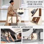 RAINSMORE Garment Bags for Travel Women Leather Convertible Garment Duffle Bag With Shoe Pouch,Large Carry On Garment Bag Dress Suit Business Travel Bags Beige