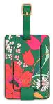 Ban.do Getaway Suitcase Tag for Travel, Green Floral Durable Vegan Leather Luggage Identifier, Superbloom