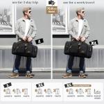 Gonex Canvas Duffle Bag for Travel, Expandable Water Resistant 60L Carry on Duffel Overnight Weekender Gym Bag with Wet Dry Separation Pocket & Suitcase Handle Sleeve, Dark Grey