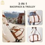 BSAKG 3-in-1 Rolling Garment Duffel Travel Bag, Wrinkle-Free Hanging Travel Bag with 2 Rolling Wheels Waterproof PU Leather Carry On Size for Business Trip Wedding Weekend Getaway for women men