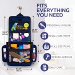 Extra Large (11.8”x11.8”x4”) Hanging Travel Toiletry Bag for Men and Women - Cosmetic Travel Bag With Shoulder Strap - Waterproof Hygiene Bag with Metal Swivel Hook and 19 Compartments for Toiletries