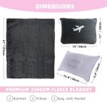 Nenolix 3 in 1 Travel Blanket Pillow Set - 350 GSM Thick Travel Blanket Airplane Compact with Bag, Soft Bag with a Pocket, Inflatable Travel Pillow for Camping & Car Trip (Dark Grey)