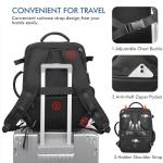 Beraliy Travel Backpack for Men Women, Large Carry On Backpack, Personal Item Bag Airline Approved, 17 inch Laptop Backpack, Business Work Gym Weekender Bag, Black