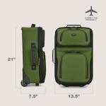 U.S. Traveler Lightweight Softside Suitcase, Rolling 20" Carry On Luggage, Green, 2 Wheel-1 Piece