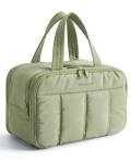 BAGSMART Travel Toiletry Bag, Puffy Large Toiletry Bag for Women, Lightweight Cosmetic Makeup Bag Organizer with Handle for Traveling, Accessories, Essentials, Toiletries (Green)