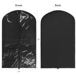 Univivi Dance Costume Bags Garment Bag 40 Inch Hanging Clothes for Dance Competitions, with 3 Medium Clear Zipper Pockets for Dance Costumes, Closet Storage (Black) - 4 Pack