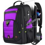 Z-MGKISS 52L Travel Backpack for Women, Large Waterproof Anti-Theft Backpack 17.3 Inch with USB Port, TSA-Approved Daypack, Gifts for Women Teacher Business College, Purple