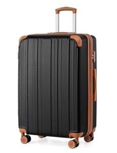 Coolife Luggage, Suitcase with Durable and Lightweight, Large Checked Luggage with ABS Hardshell Expandable, Dual Spinner Wheels, TSA Lock, and YKK Zipper (apricot black, L(28in))