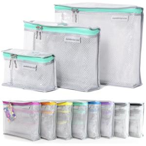 MUMI Travel Toiletry Bag Set of 3 – Clear TSA Approved Toiletry Bags for Women – Reusable Water-Resistant Makeup Organizer Pouches for Skincare, Cosmetics, Travel Accessories, Airport Packing - Aqua