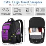 Z-MGKISS 52L Travel Backpack for Women, Large Waterproof Anti-Theft Backpack 17.3 Inch with USB Port, TSA-Approved Daypack, Gifts for Women Teacher Business College, Purple