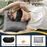 CushyOasis All-in-1 Camping Pillow Set - Small Travel Pillow Shredded Memory Foam for Sleeping with Eye Mask, Earplugs & Washable Cover, Compact for Backpacking, Hiking, Airplane, Car, S Size