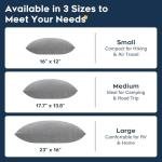 CushyOasis All-in-1 Camping Pillow Set - Small Travel Pillow Shredded Memory Foam for Sleeping with Eye Mask, Earplugs & Washable Cover, Compact for Backpacking, Hiking, Airplane, Car, S Size