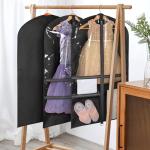 Univivi Dance Costume Bags Garment Bag 40 Inch Hanging Clothes for Dance Competitions, with 3 Medium Clear Zipper Pockets for Dance Costumes, Closet Storage (Black) - 4 Pack