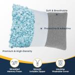 CushyOasis All-in-1 Camping Pillow Set - Small Travel Pillow Shredded Memory Foam for Sleeping with Eye Mask, Earplugs & Washable Cover, Compact for Backpacking, Hiking, Airplane, Car, S Size