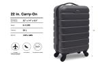 Wrangler Hardside Spinner Carry-On Luggage, Charcoal, 22-Inch