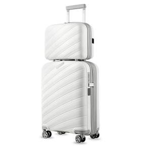 LUGGEX Carry on Luggage, Lightweight Suitcase 2 Piece with Spinner Wheels (White, 14/20)