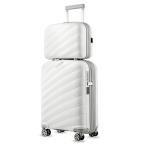 LUGGEX Carry on Luggage, Lightweight Suitcase 2 Piece with Spinner Wheels (White, 14/20)