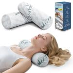 LVYSHOW Cervical Roll Pillow, 2 Pack Round Bolster Pillow with Removable Washable Cover for Neck, Back, Leg, and Knee Support, 5" x 17"