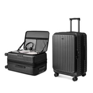NINETYGO Top Opening Carry On Luggage 22x14x9 Airline Approved, Expandable & Lightweight, Scratch Resistant PC Hardside with Deep Cabin Design, TSA Lock & 360° Spinner Wheels(Dark Black, Alps)