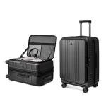 NINETYGO Top Opening Carry On Luggage 22x14x9 Airline Approved, Expandable & Lightweight, Scratch Resistant PC Hardside with Deep Cabin Design, TSA Lock & 360° Spinner Wheels(Dark Black, Alps)