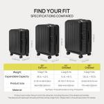 NINETYGO Top Opening Carry On Luggage 22x14x9 Airline Approved, Expandable & Lightweight, Scratch Resistant PC Hardside with Deep Cabin Design, TSA Lock & 360° Spinner Wheels(Dark Black, Alps)