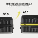 NINETYGO Top Opening Carry On Luggage 22x14x9 Airline Approved, Expandable & Lightweight, Scratch Resistant PC Hardside with Deep Cabin Design, TSA Lock & 360° Spinner Wheels(Dark Black, Alps)