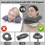 BUYUE Travel Neck Pillows for Airplanes, 360° Head Support Sleep for Long Flight, Skin-Friendly & Breathable, Kit with 3D Contoured Eye Mask, Earplugs and Storage Bag (Adult, Grey, 90+ lbs)